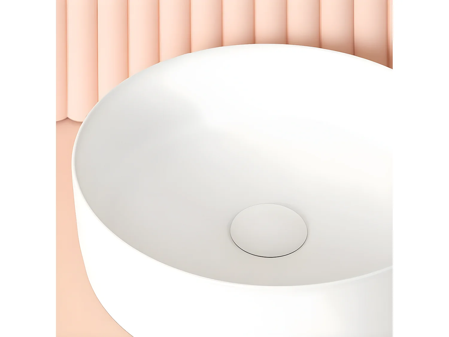 Lavabo sobre encimera redondo en cerámica MARSALA blanco  Ø35.5 cm Blanco brillante