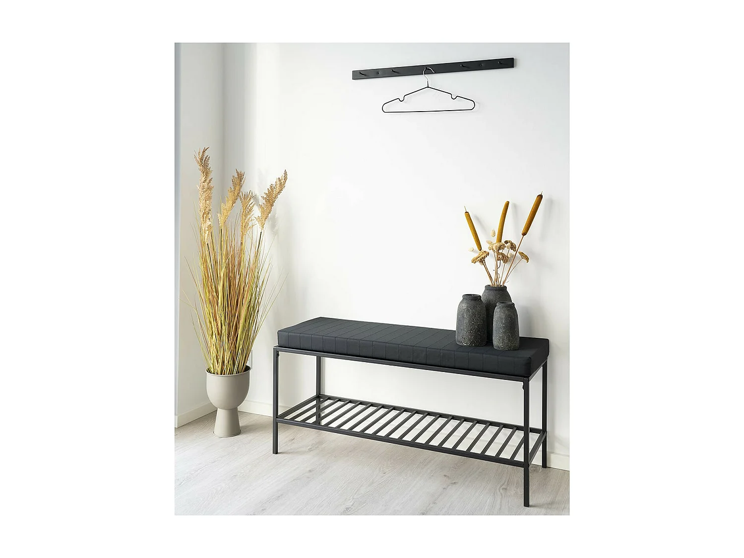 HARALD - Portemanteau 5 Patères Acier Noir