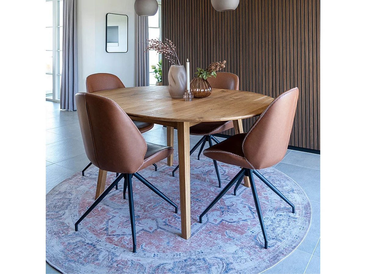 GAYA - Lot de 2 Chaises Incurvées Pivotantes Simili Marron