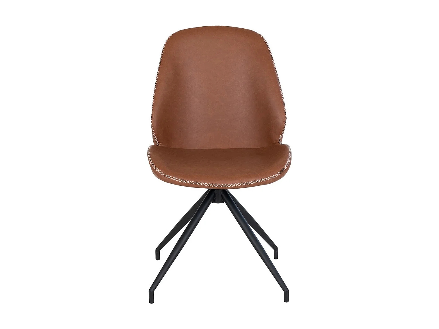 GAYA - Lot de 2 Chaises Incurvées Pivotantes Simili Marron