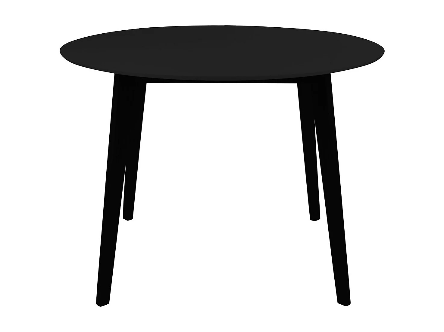 GRAM - Table Repas Ronde 105cm Noire Piètement Hévéa