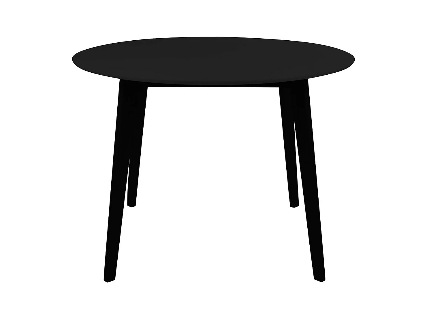 GRAM - Table Repas Ronde 105cm Noire Piètement Hévéa