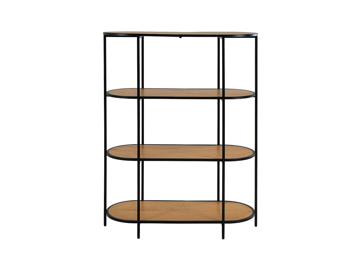 VOLLRAD - Etagère Ovale Acier Noir et Bois Naturel