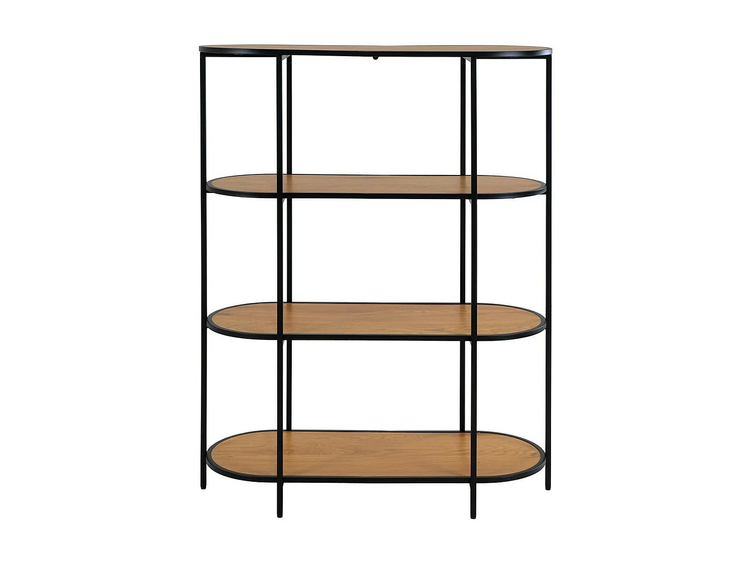 VOLLRAD - Etagère Ovale Acier Noir et Bois Naturel