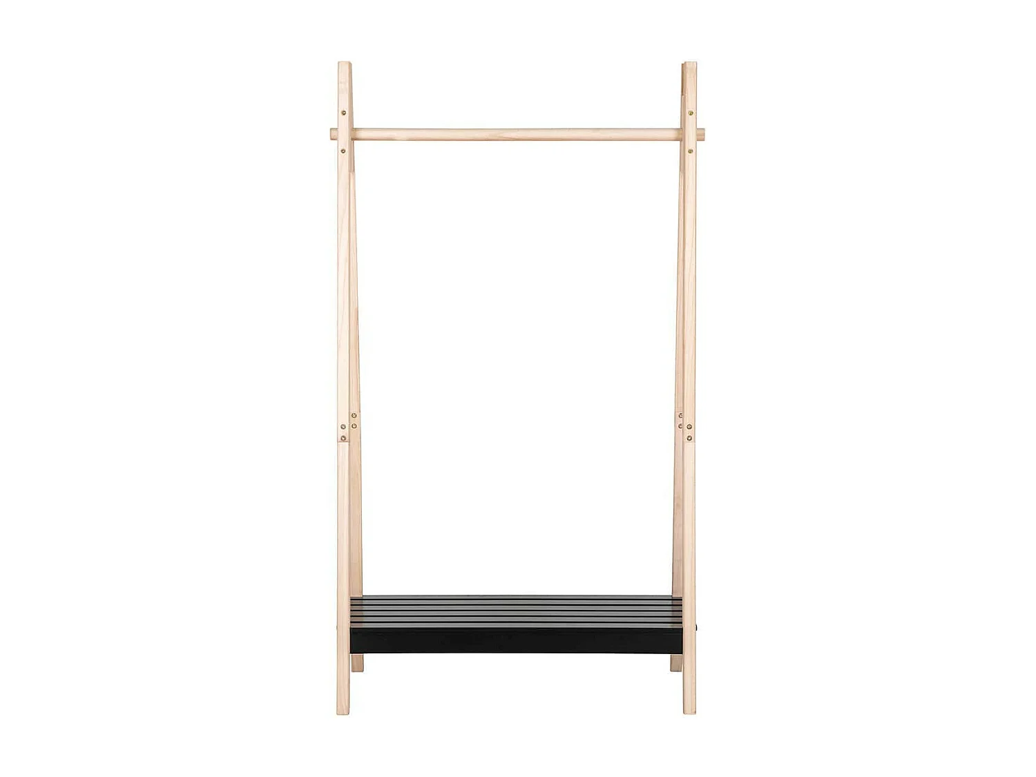 SCHEW - Portant Vêtements en Bois avec Tringle et Etagère Noire