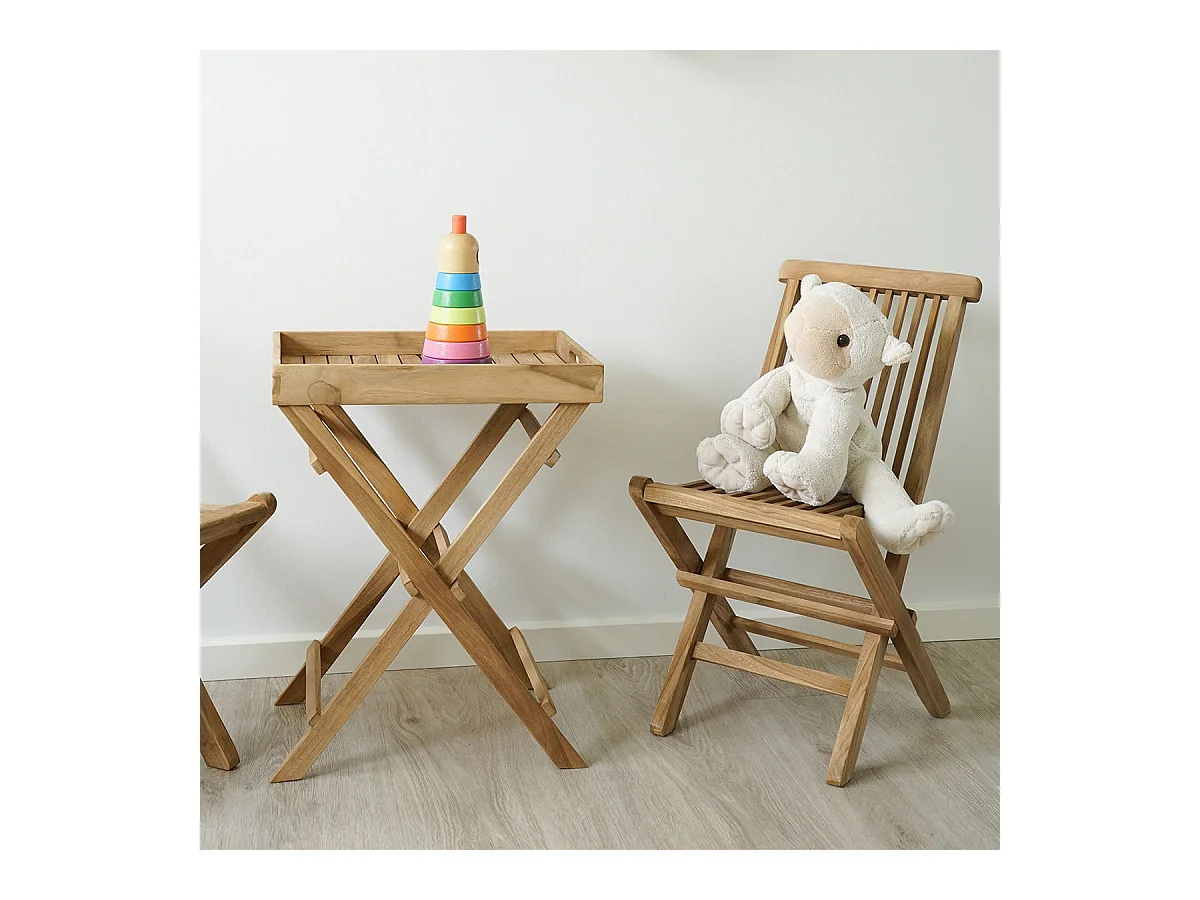 JOVAK - Lot de 2 Chaises de Jardin pour Enfant en Teck