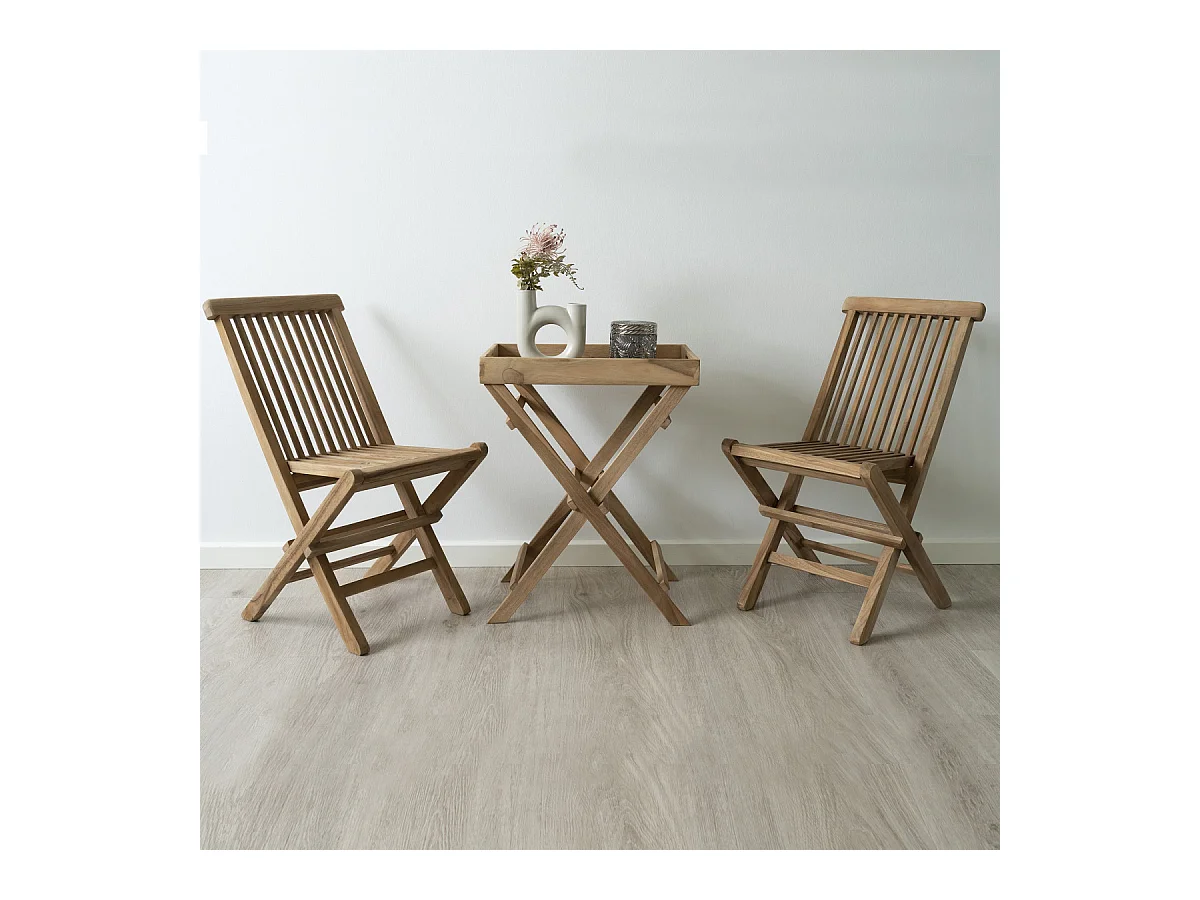 JOVAK - Lot de 2 Chaises de Jardin pour Enfant en Teck