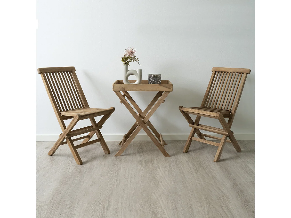 JOVAK - Lot de 2 Chaises de Jardin pour Enfant en Teck