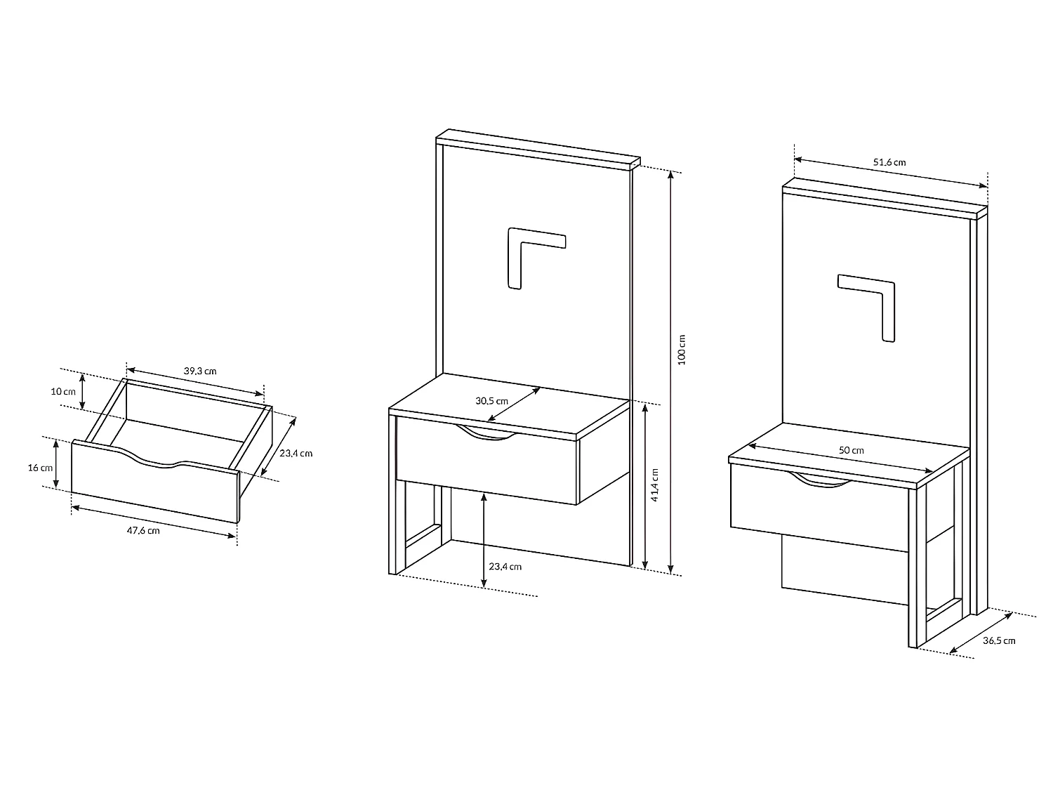 Lit avec chevets 160 x 200 cm - Avec LEDs - Coloris : Naturel et anthracite + Sommier - LAONILE