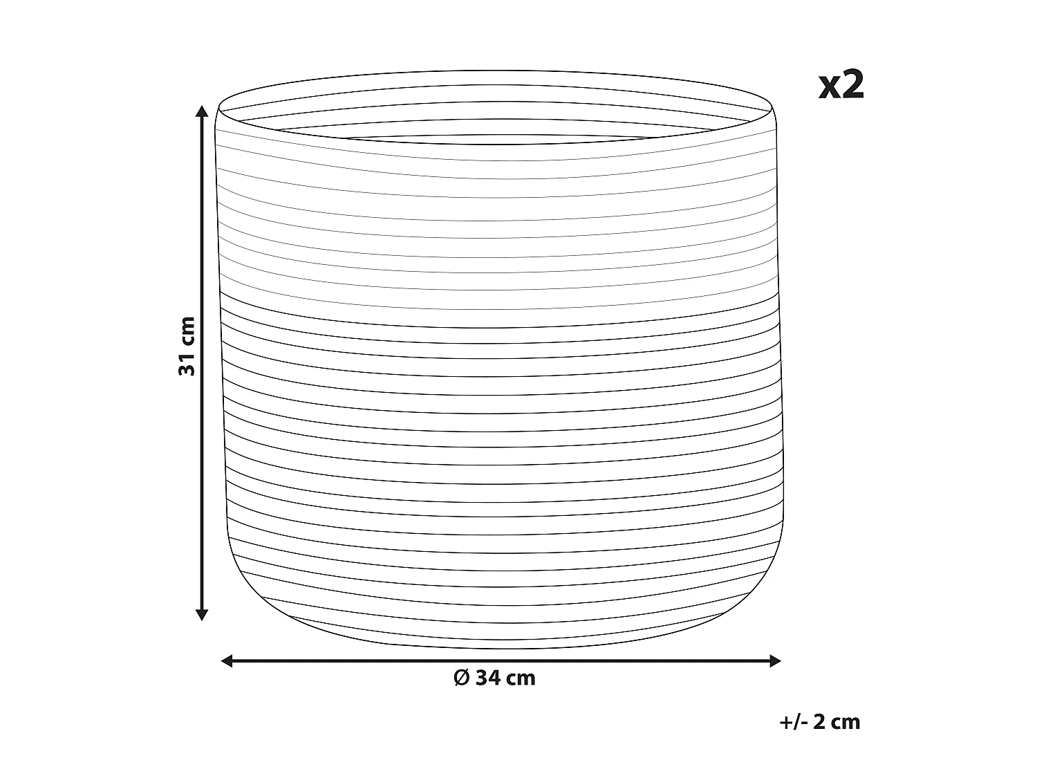 Conjunto de 2 cestas ARDESEN Algodón Natural