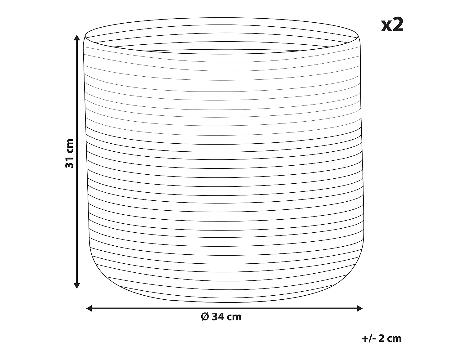 Lot de 2 paniers ARDESEN Coton Naturel