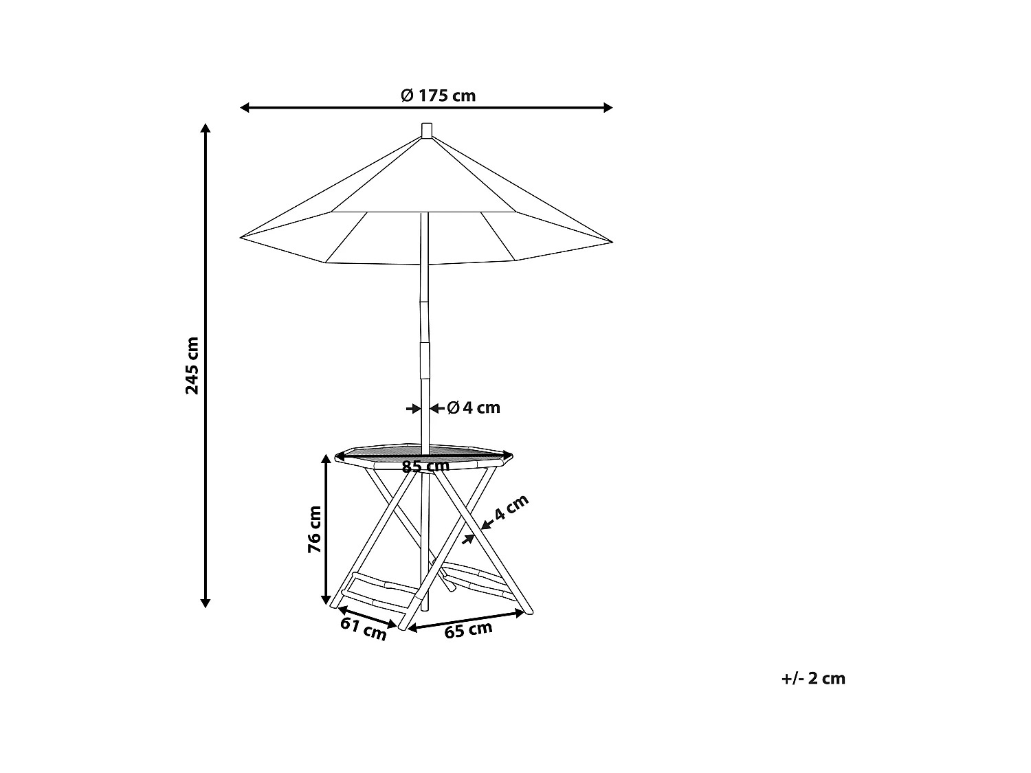 Gartentisch mit Sonnenschirm Bambus Seegras heller Holzfarbton natürlich Molise