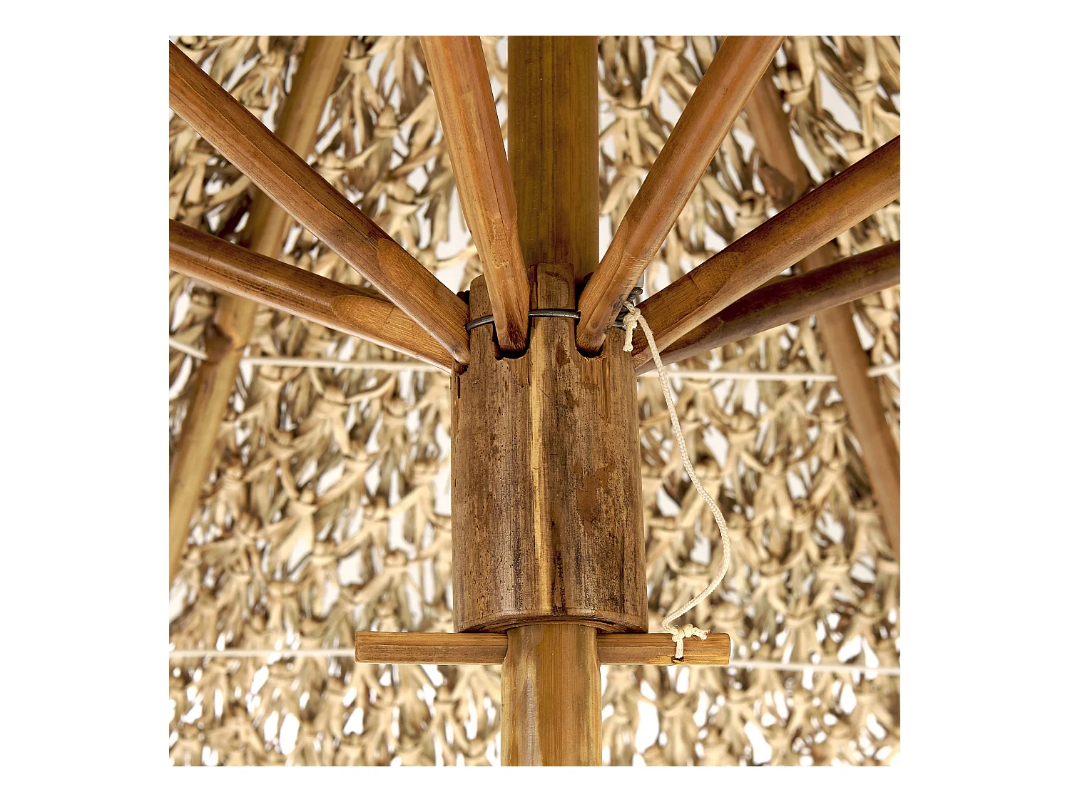 Gartentisch mit Sonnenschirm Bambus Seegras heller Holzfarbton natürlich Molise