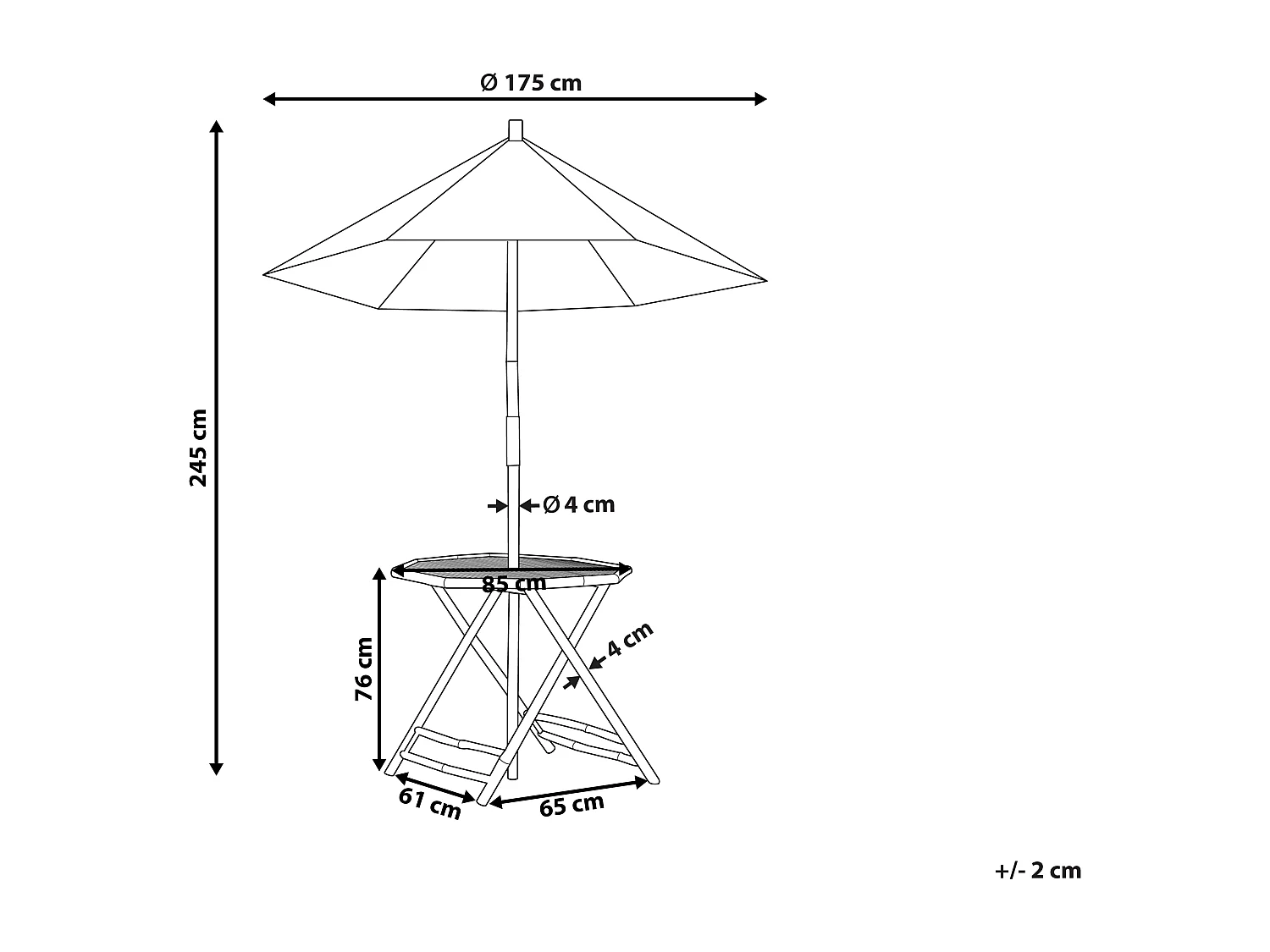 Table bistrot MOLISE 85 cm 85 cm Bambou Marron clair