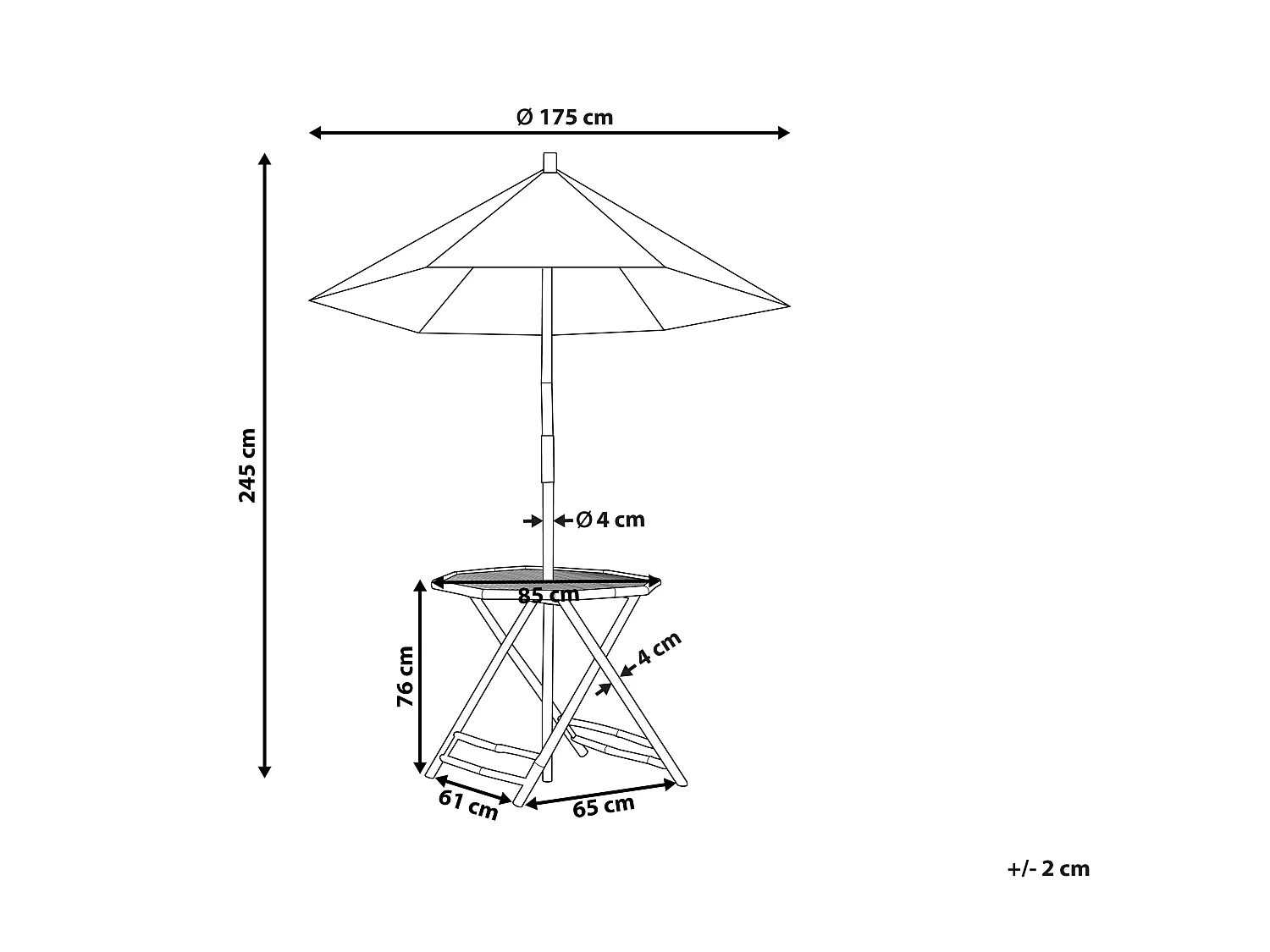 Outdoor Bistrotisch MOLISE 85 cm 85 cm Bambusholz Hellbraun