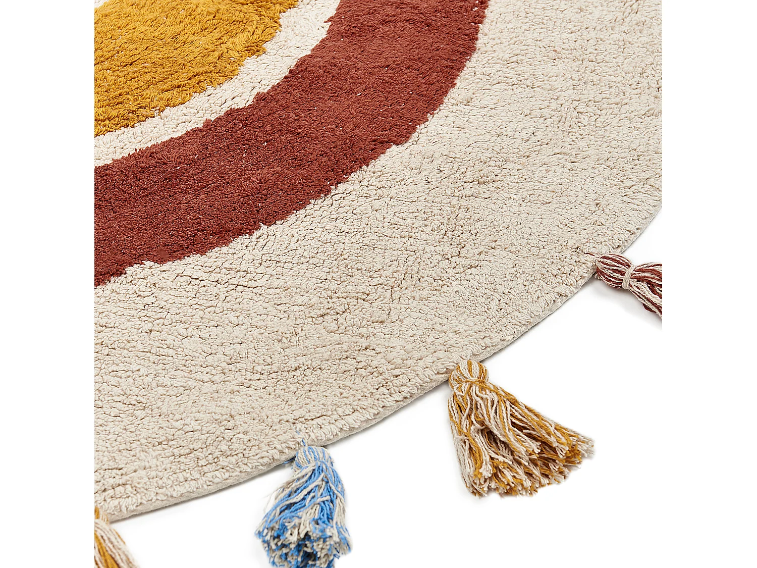 Teppich Baumwolle mehrfarbig ø 120 cm geometrisches Muster Kurzflor YAGCI