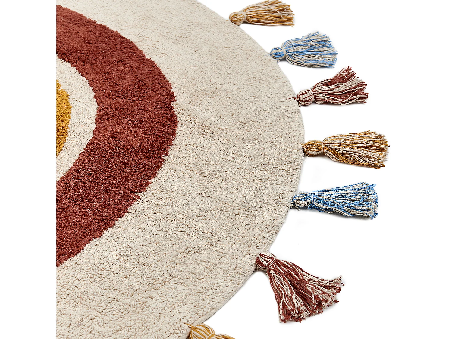 Teppich Baumwolle mehrfarbig ø 120 cm geometrisches Muster Kurzflor YAGCI