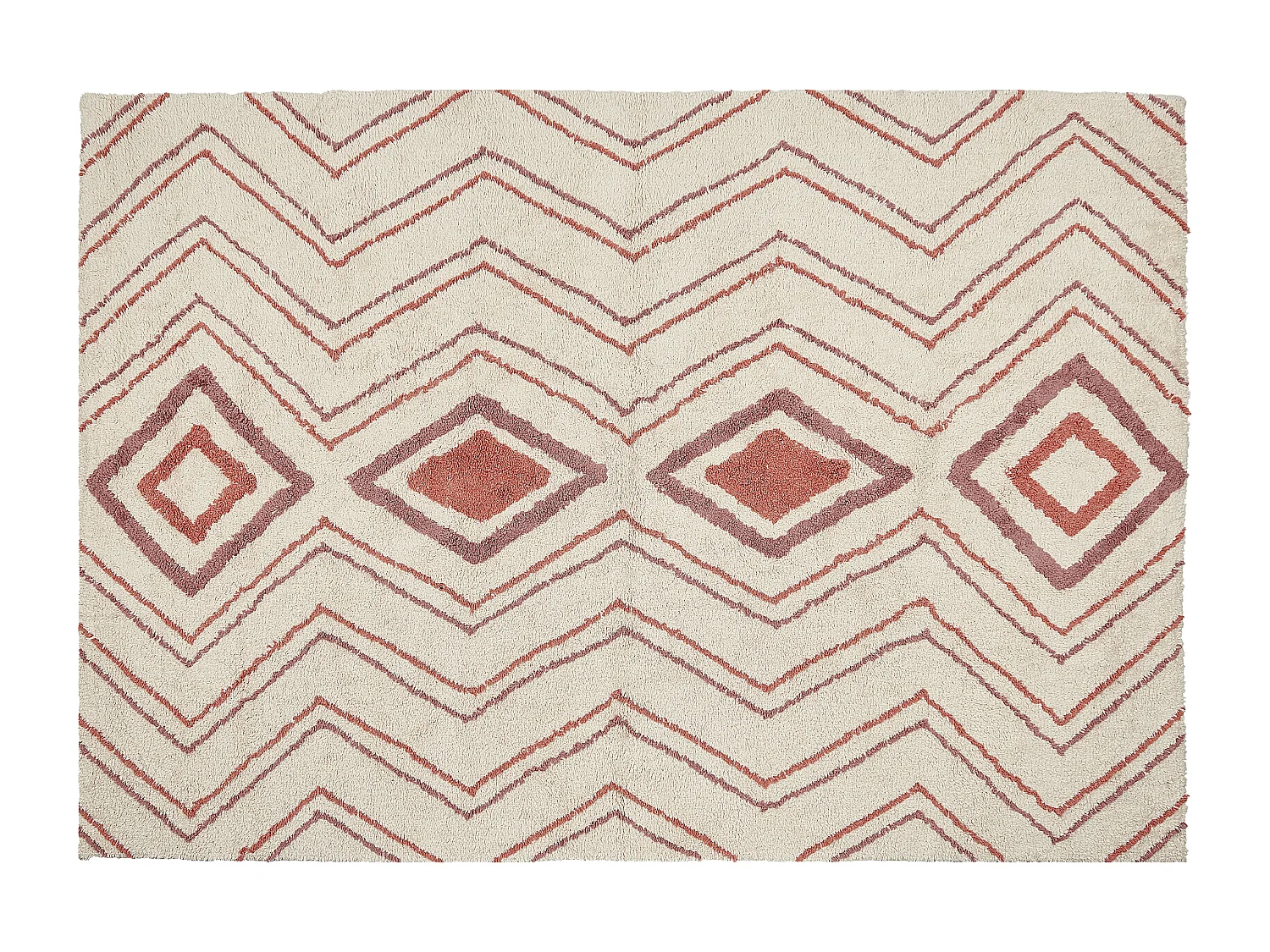 Tapete em algodão creme e rosa 160 x 230 cm KASTAMONU