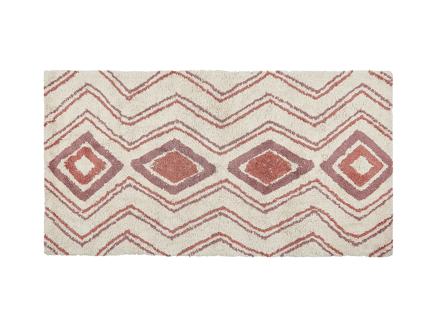 Tapete em algodão creme e rosa 80 x 150 cm KASTAMONU