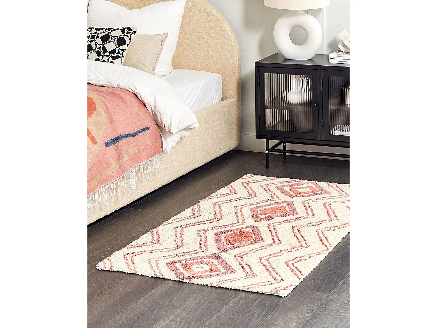 Teppich Baumwolle geometrisches Muster beige 80 x 150 cm Boho Kastamonu