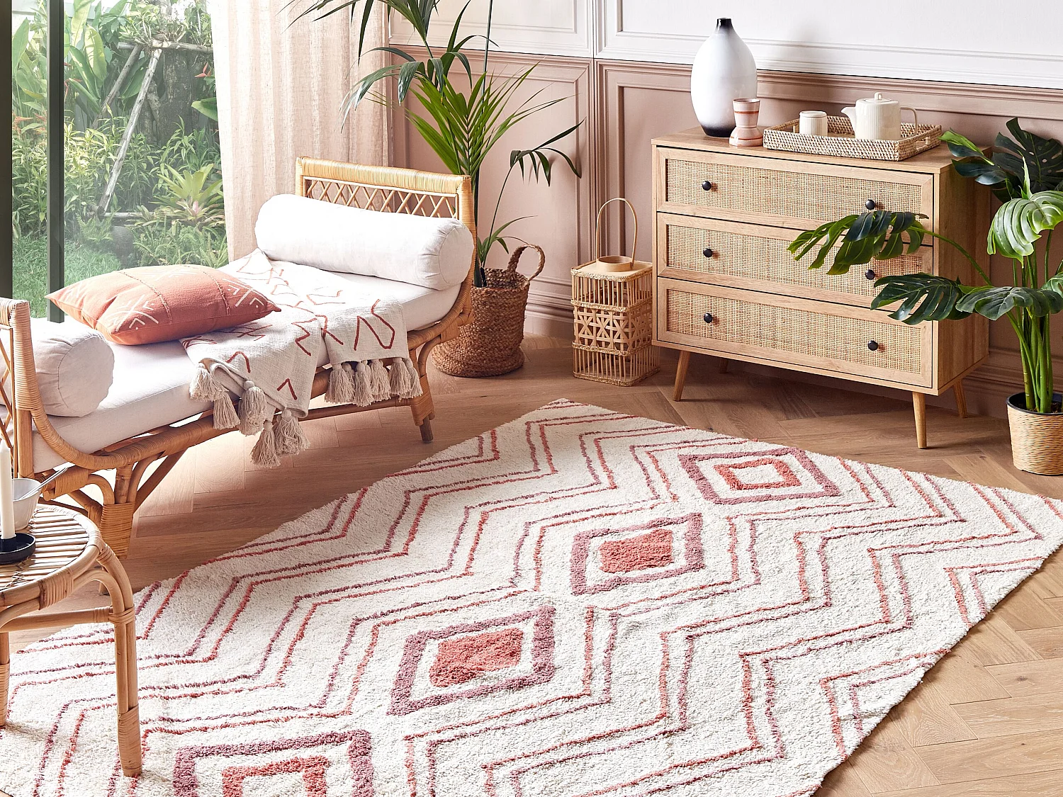 Tapis en coton beige et rose 140 x 200 cm KASTAMONU