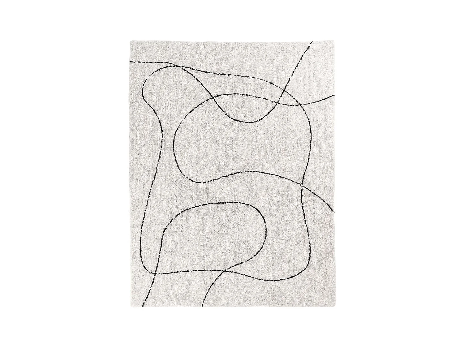 LAZZA - Tapis 160x230cm 100% Coton Blanc Lignes Noires