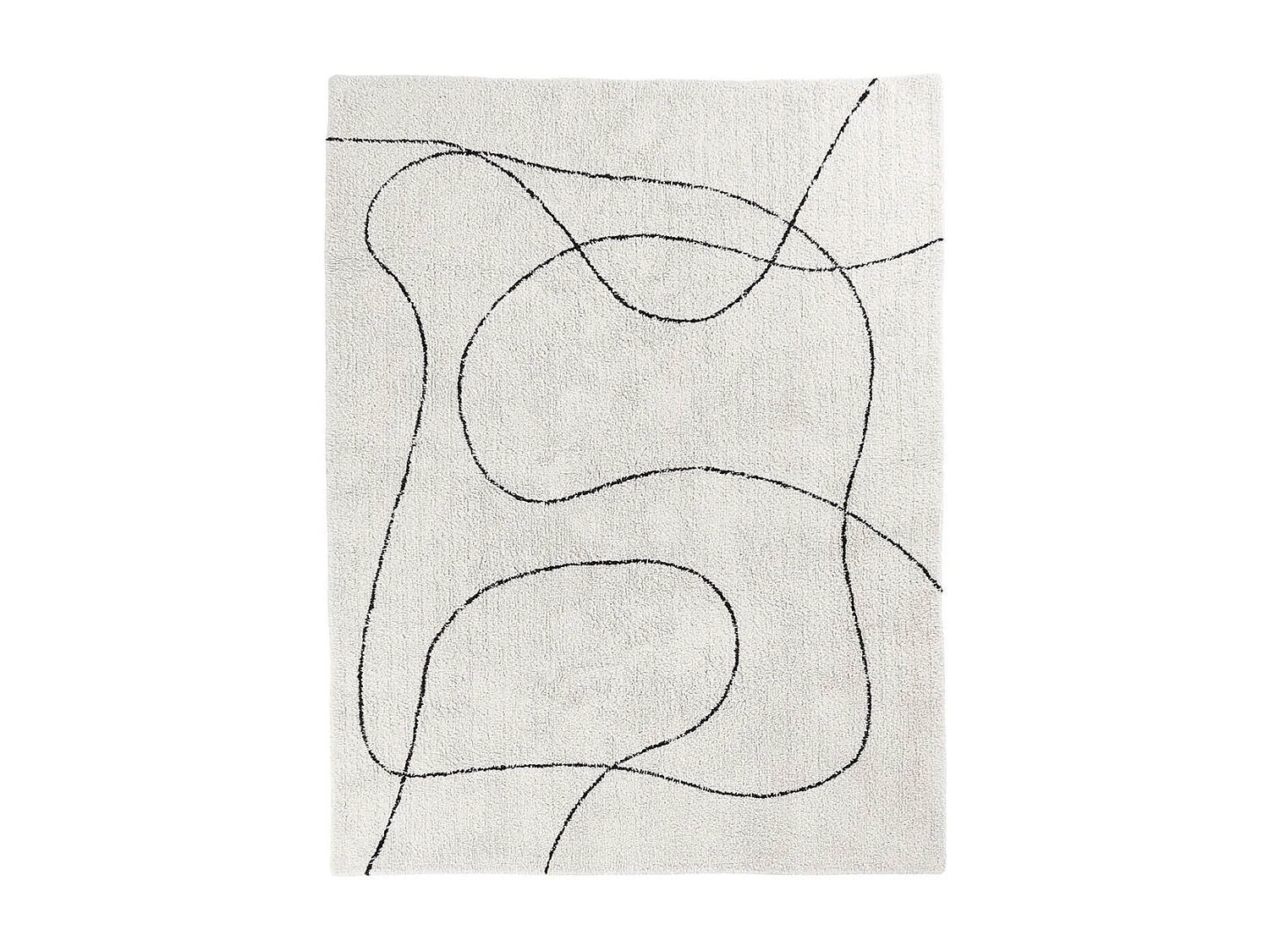 LAZZA - Tapis 160x230cm 100% Coton Crème Lignes Noires