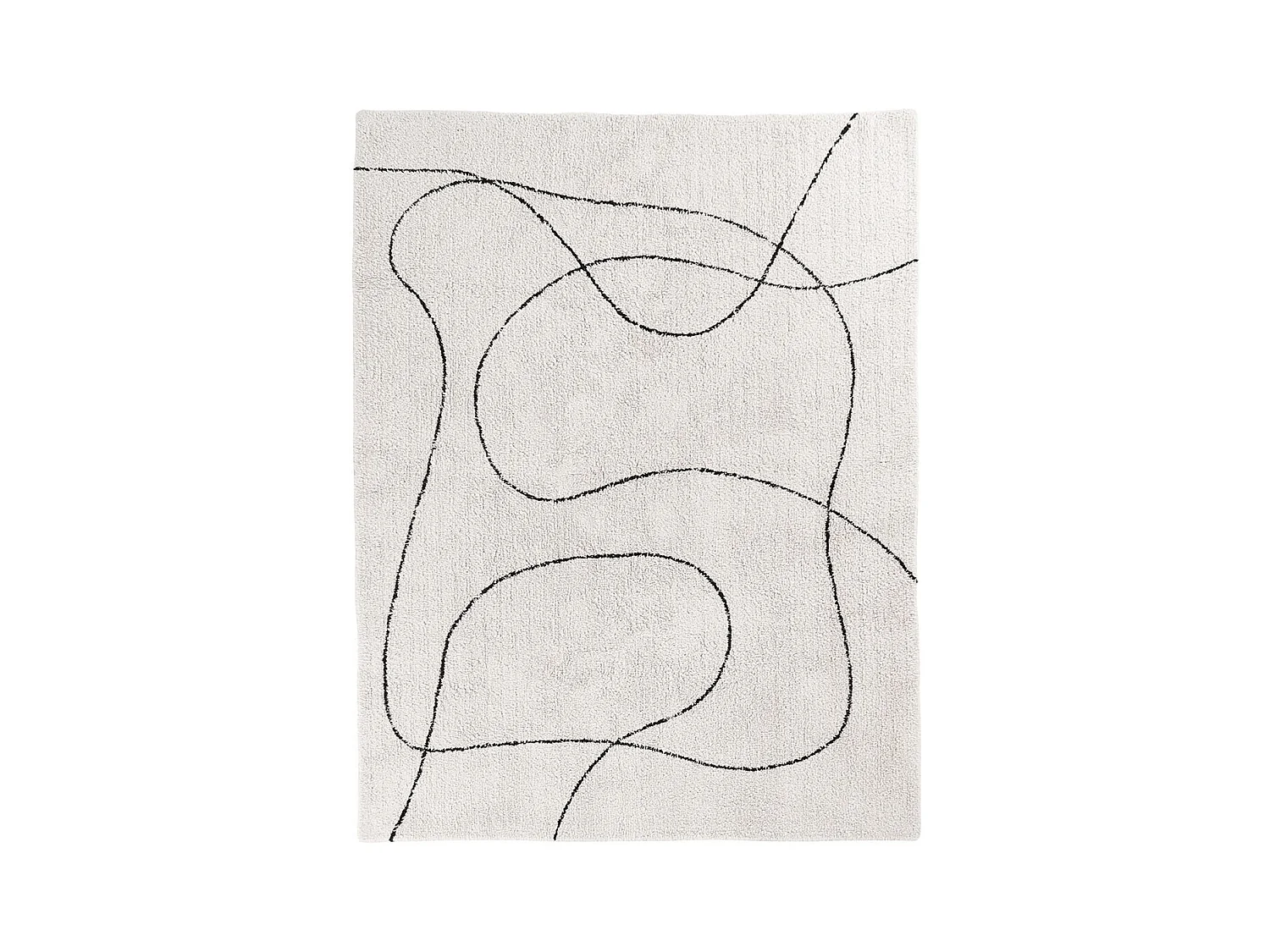 LAZZA - Tapis 200x300cm 100% Coton Crème Lignes Noires