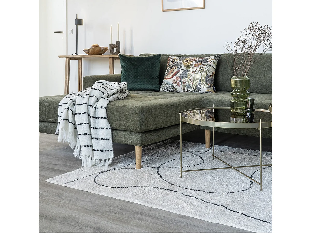 LAZZA - Tapis 200x300cm 100% Coton Crème Lignes Noires