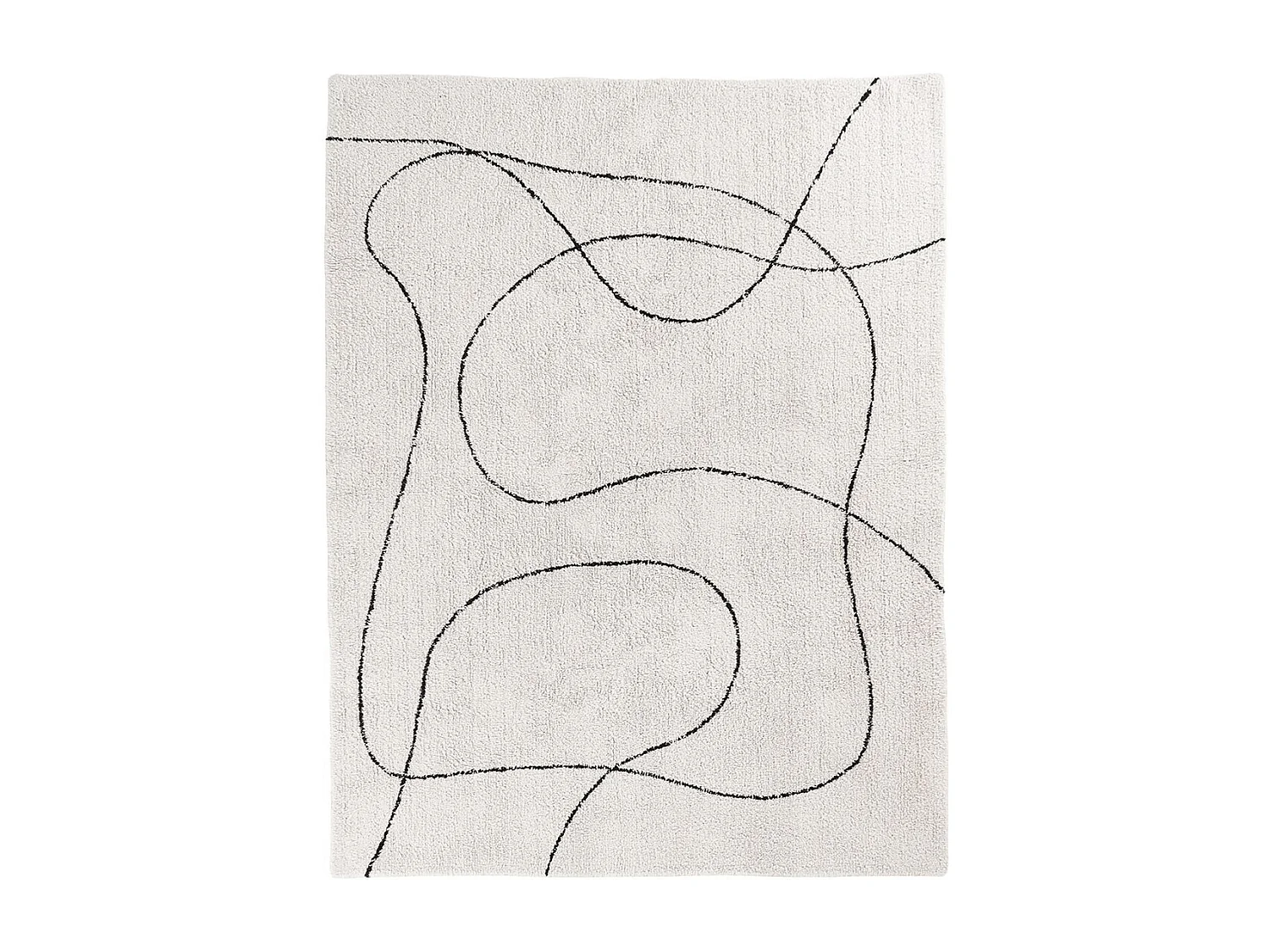 LAZZA - Tapis 200x300cm 100% Coton Crème Lignes Noires