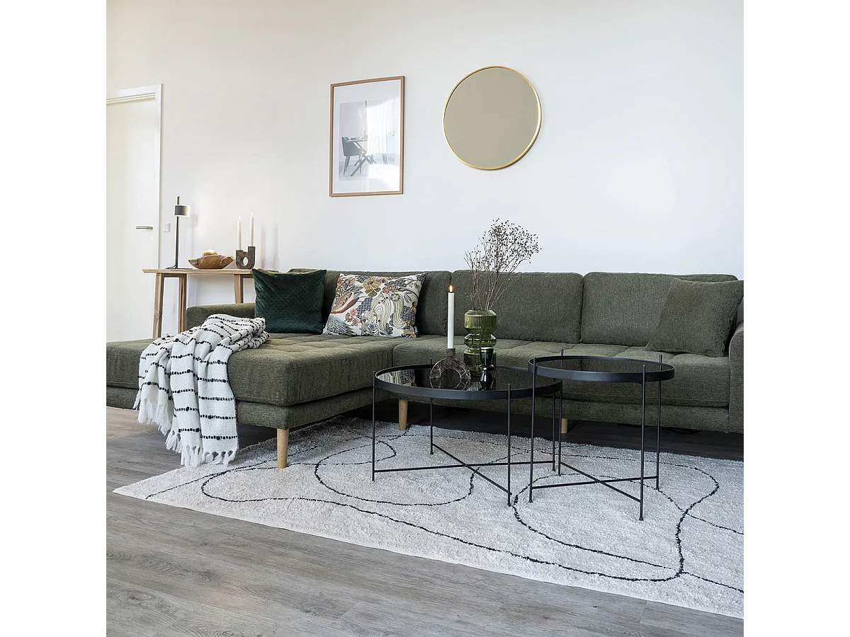 LAZZA - Tapis 200x300cm 100% Coton Crème Lignes Noires