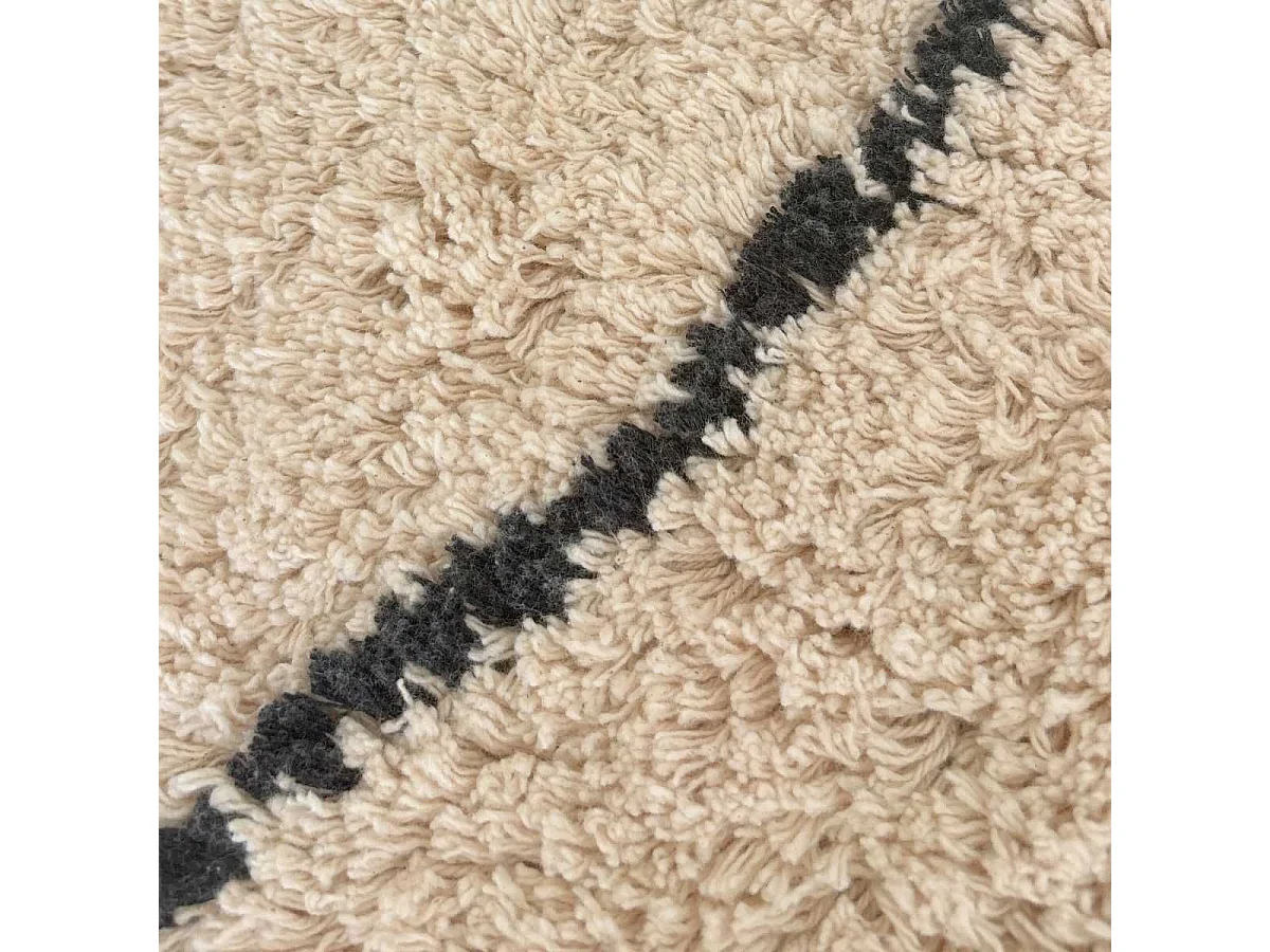 LAZZA - Tapis 200x300cm 100% Coton Crème Lignes Noires