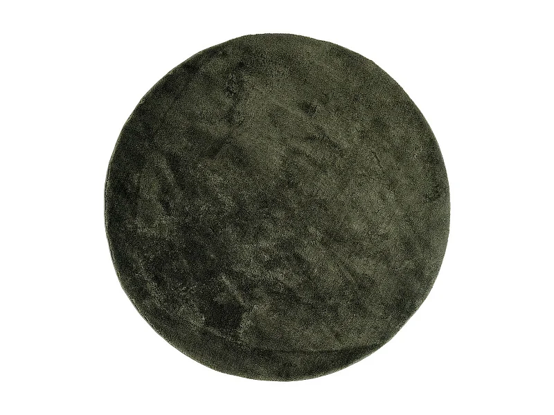 BLOOM - Tapis Doux Rond à Poils Ras Vert Ø160cm