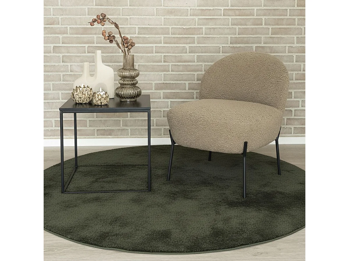 BLOOM - Tapis Doux Rond à Poils Ras Vert Ø160cm