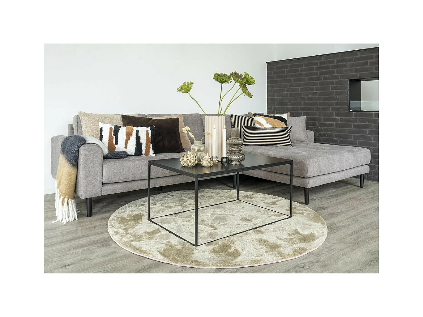 BLOOM - Tapis Doux Rond à Poils Ras Sable Ø160cm