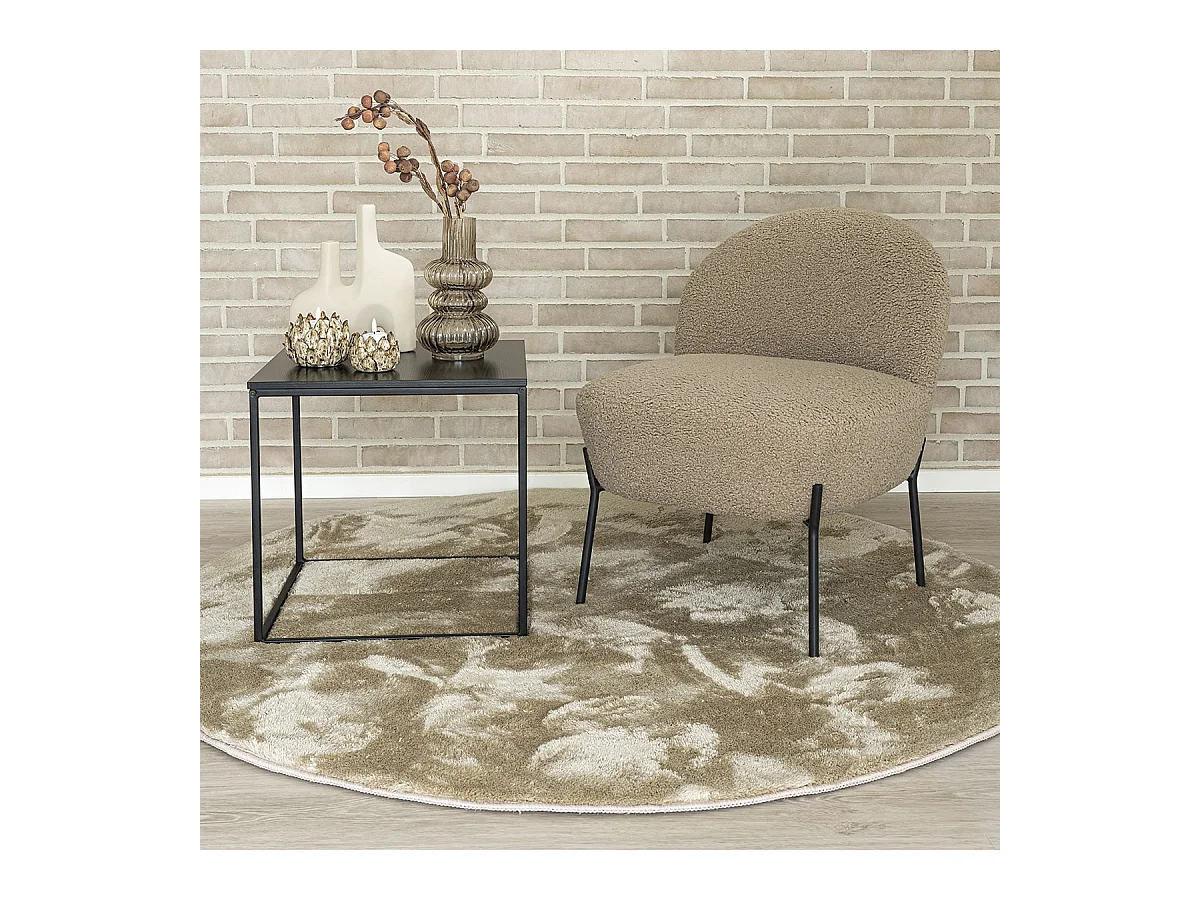 BLOOM - Tapis Doux Rond à Poils Ras Sable Ø160cm
