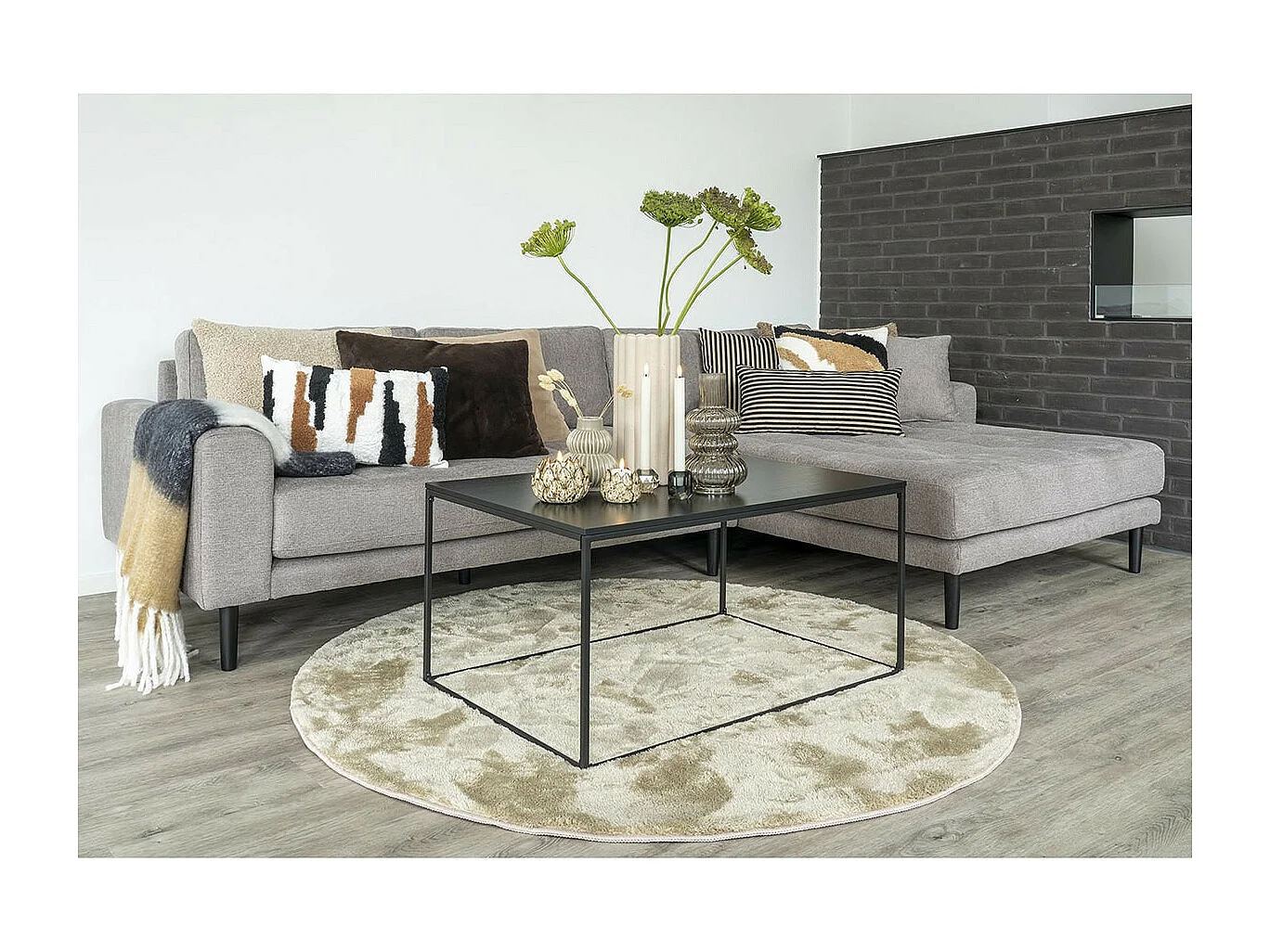 BLOOM - Tapis Doux Rond à Poils Ras Sable Ø160cm