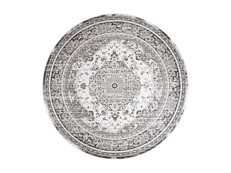 COLABA - Tapis Rond Ø200cm avec Motifs Noirs