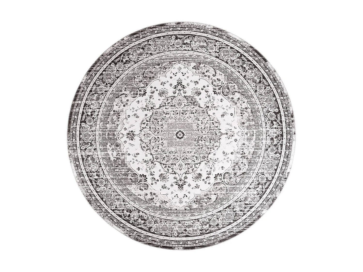 COLABA - Tapis Rond Ø200cm avec Motifs Noirs