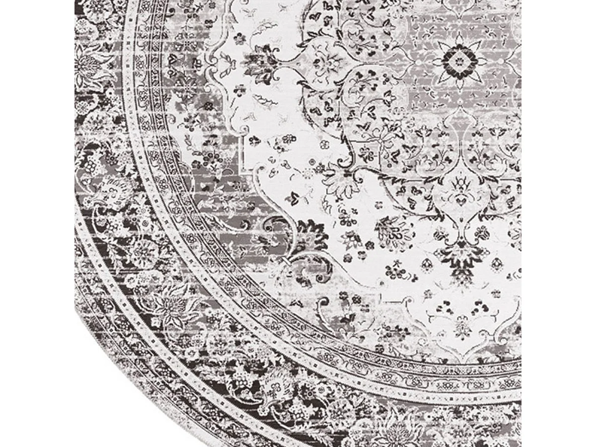 COLABA - Tapis Rond Ø200cm avec Motifs Noirs