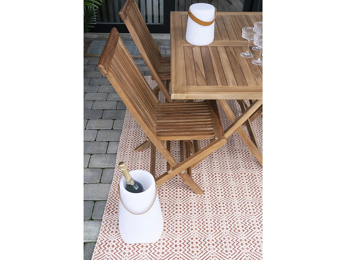 BOLLY - Tapis Tissé 200x300cm Motifs Ethniques Rouge Corail