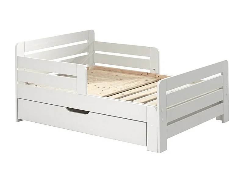 THEMIS - Lit Evolutif Blanc 90x140/160/200cm avec Tiroir