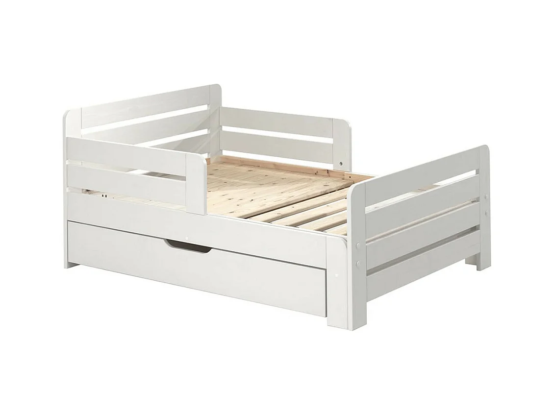 THEMIS - Lit Evolutif Blanc 90x140/160/200cm avec Tiroir