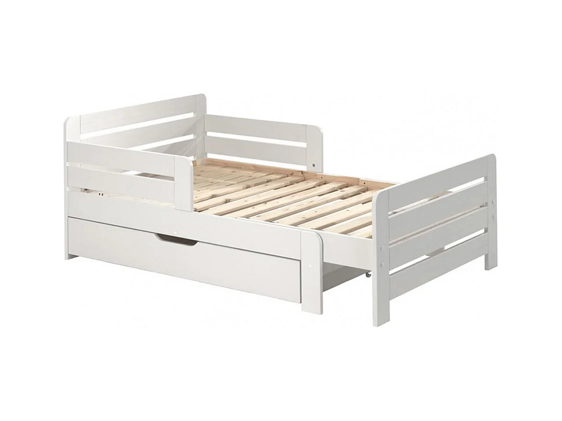 THEMIS - Lit Evolutif Blanc 90x140/160/200cm avec Tiroir