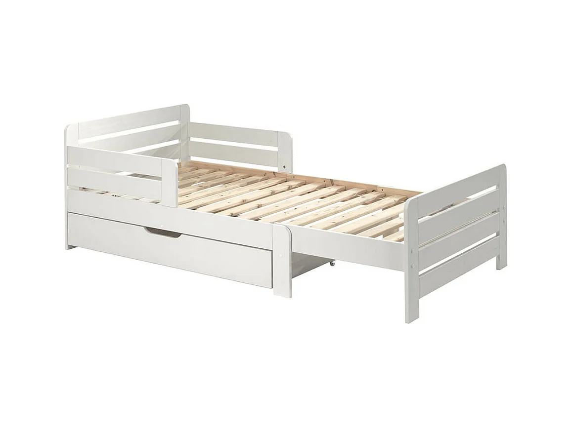 THEMIS - Lit Evolutif Blanc 90x140/160/200cm avec Tiroir