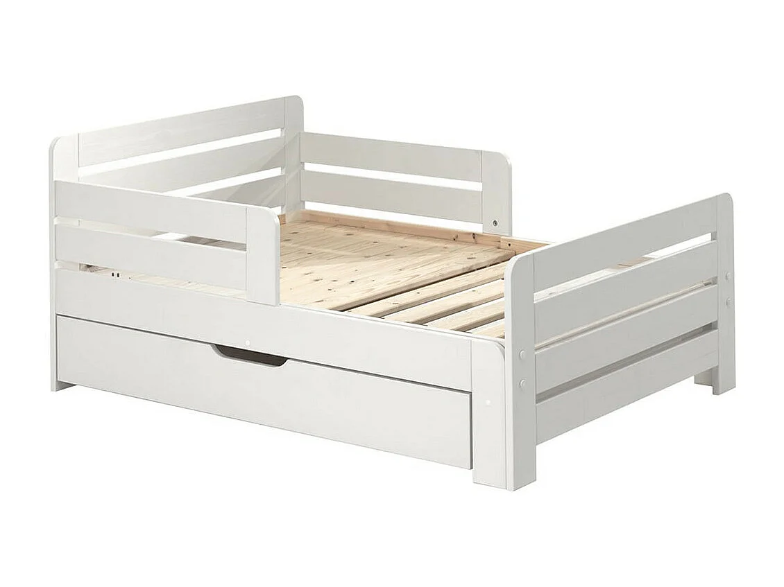 THEMIS - Lit Evolutif Blanc 90x140/160/200cm avec Tiroir