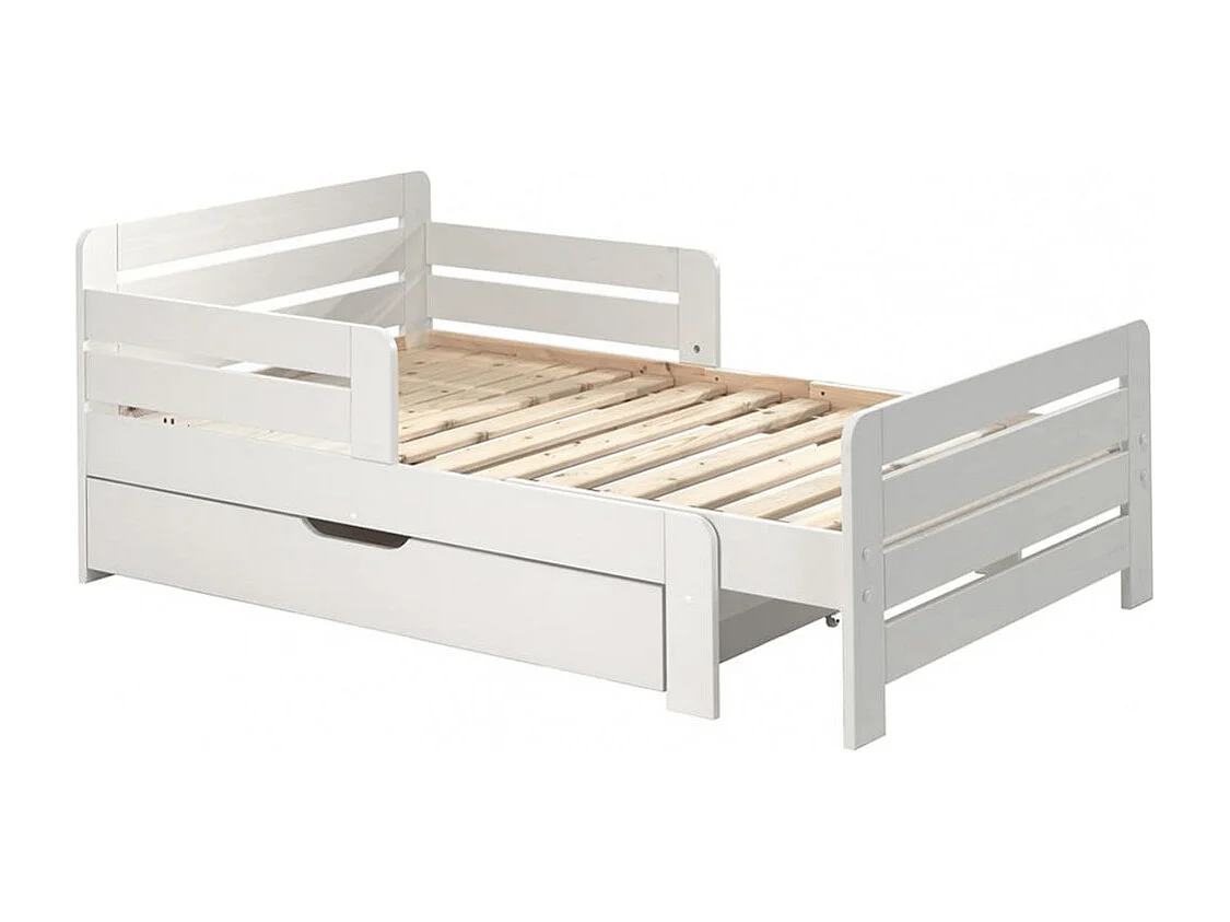 THEMIS - Lit Evolutif Blanc 90x140/160/200cm avec Tiroir