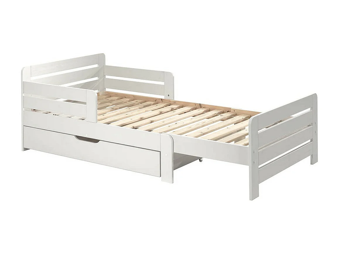 THEMIS - Lit Evolutif Blanc 90x140/160/200cm avec Tiroir