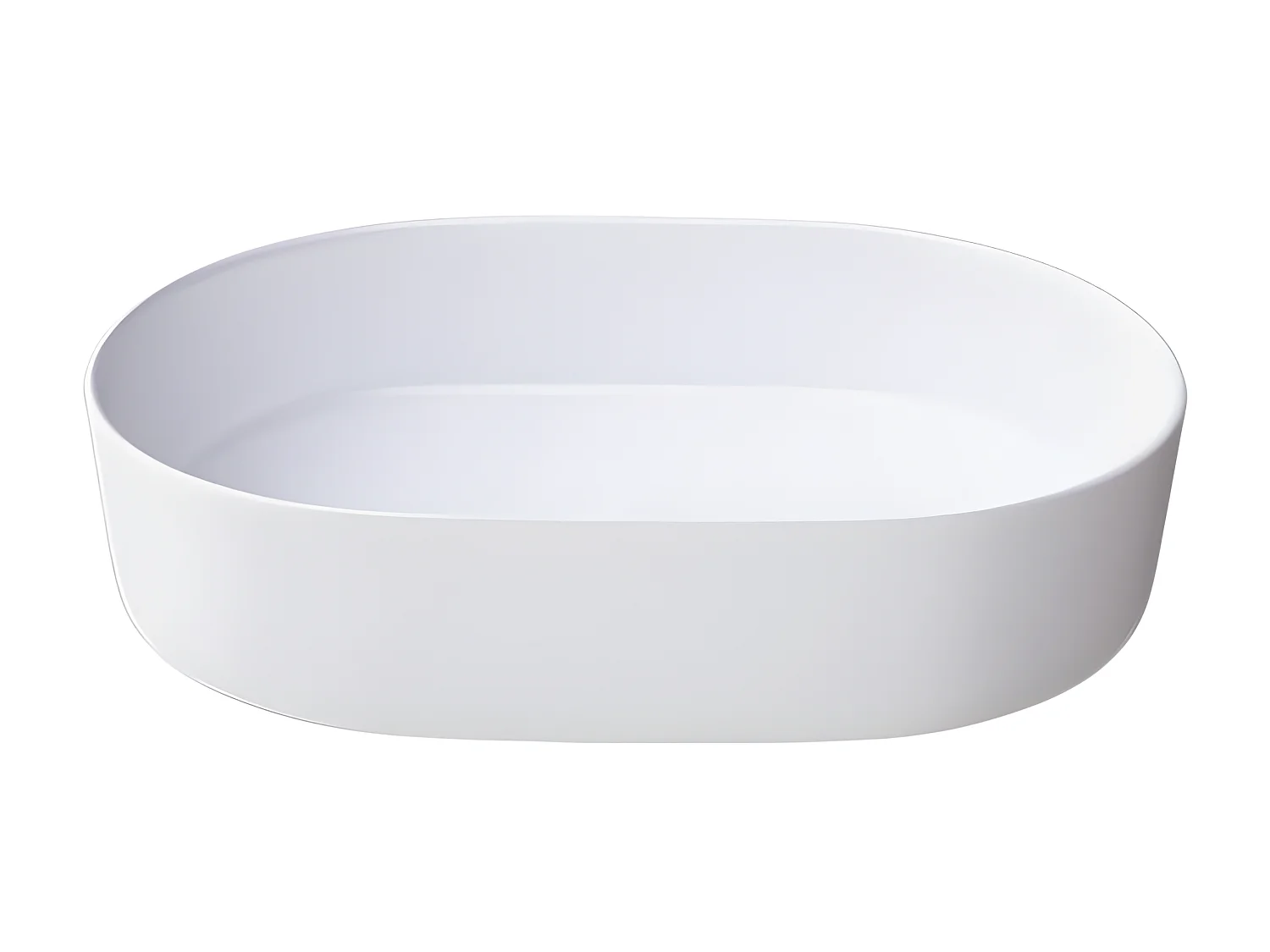 Lavabo blanco mate sobre encimera cerámico TRAPANI 60 x 38 cm Blanco brillante