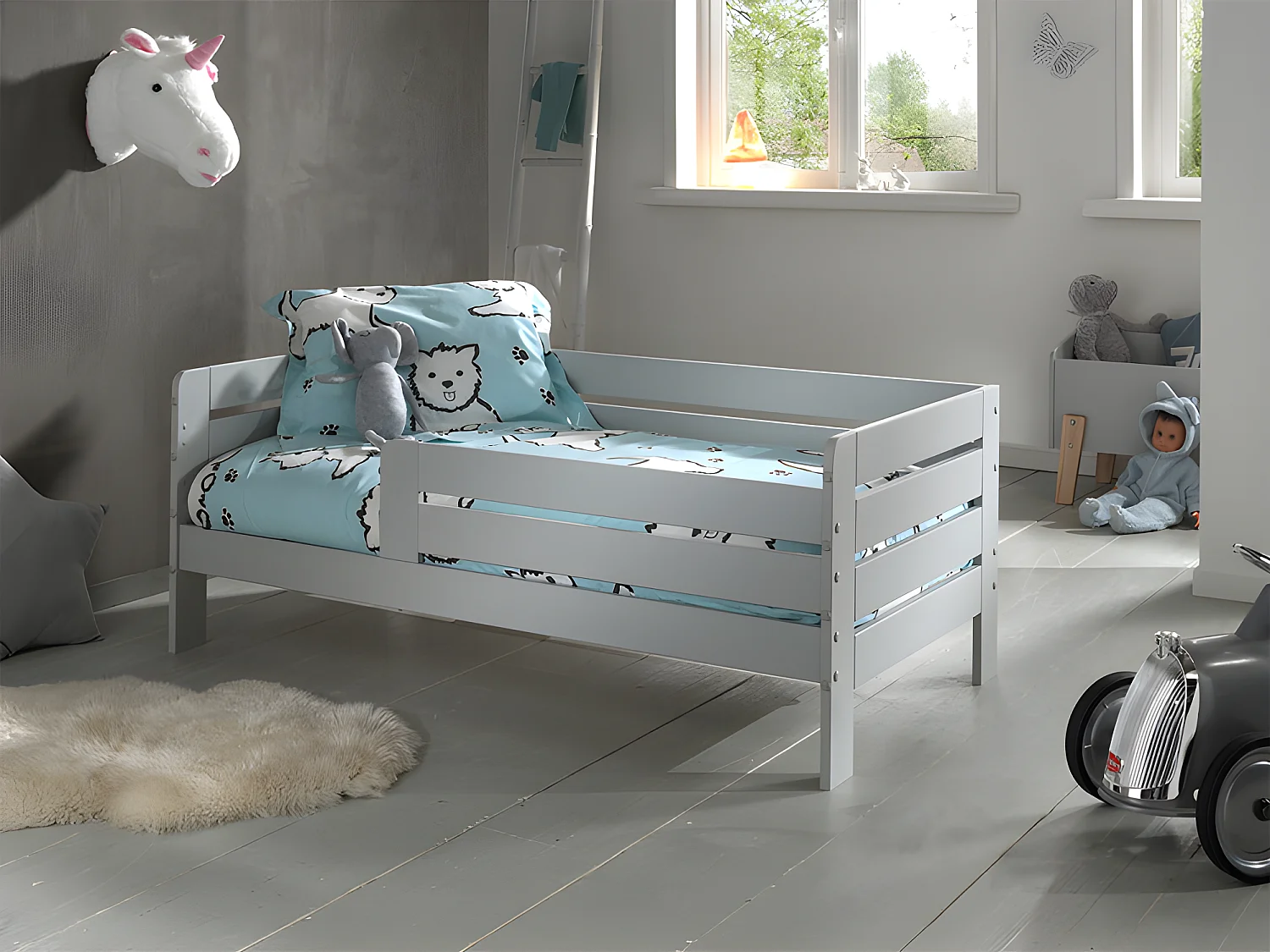 Lit Enfant & Sommier "Toddler" 70x140cm Gris